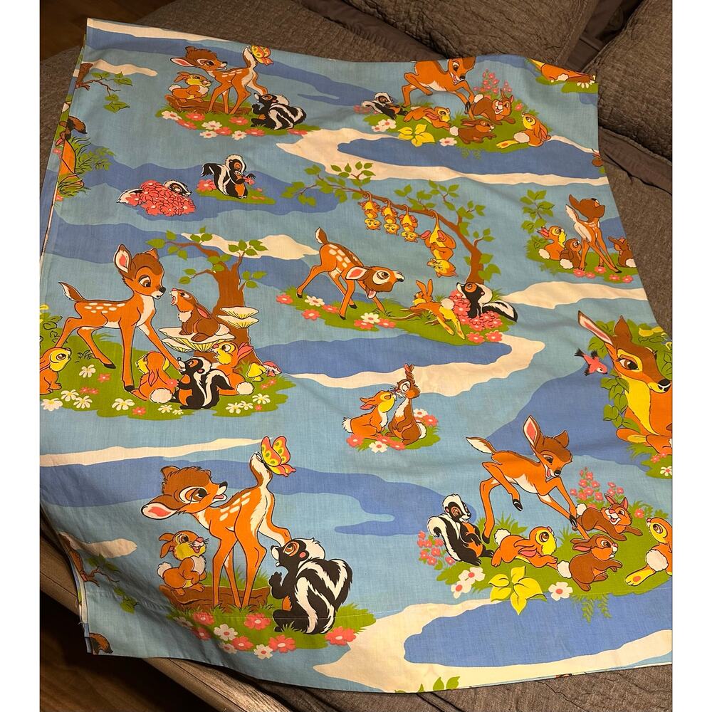 Vintage 1970s Walt Disney Productions Bambi Flat Sheet (2) FULL Sheets